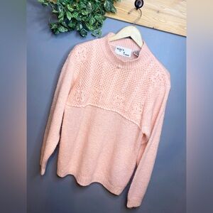 Vintage Sweater Grandmacore Here’s a Hug Pink 80s XL Crew Neck Winter Trendy